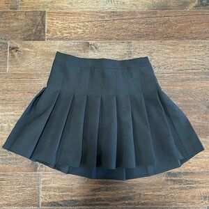 Black Pleated Skater Skirt